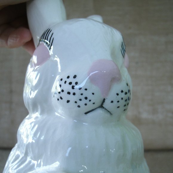 Vintage Handmade Ceramic White Rabbit Figurine - Picture 11 of 16